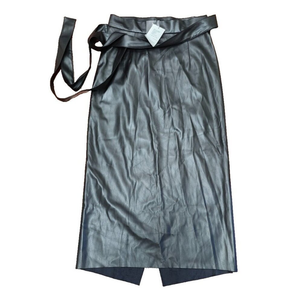 Mdnt:45 Faux Leather High-Waisted Wrap Skirt Size Xl — image 6 of 8
